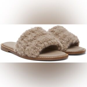 Gabriela Hearst 41 Gray Ballast Cashmere Leather Slides